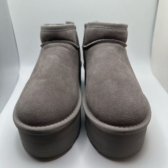 CUSHIONAIRE Women's Genuine Suede pull platform boot +Memory Foam 8 GRAY - Picture 2 of 7